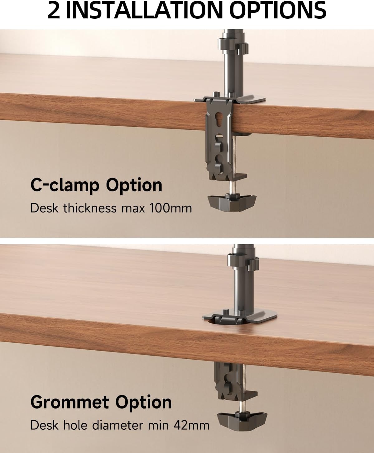 Detalle 2 de Suptek MD6401 supporto per monitor da braccio con inclinazione e rotazione per schermi 13–27" VESA 75x75 / 100x100
