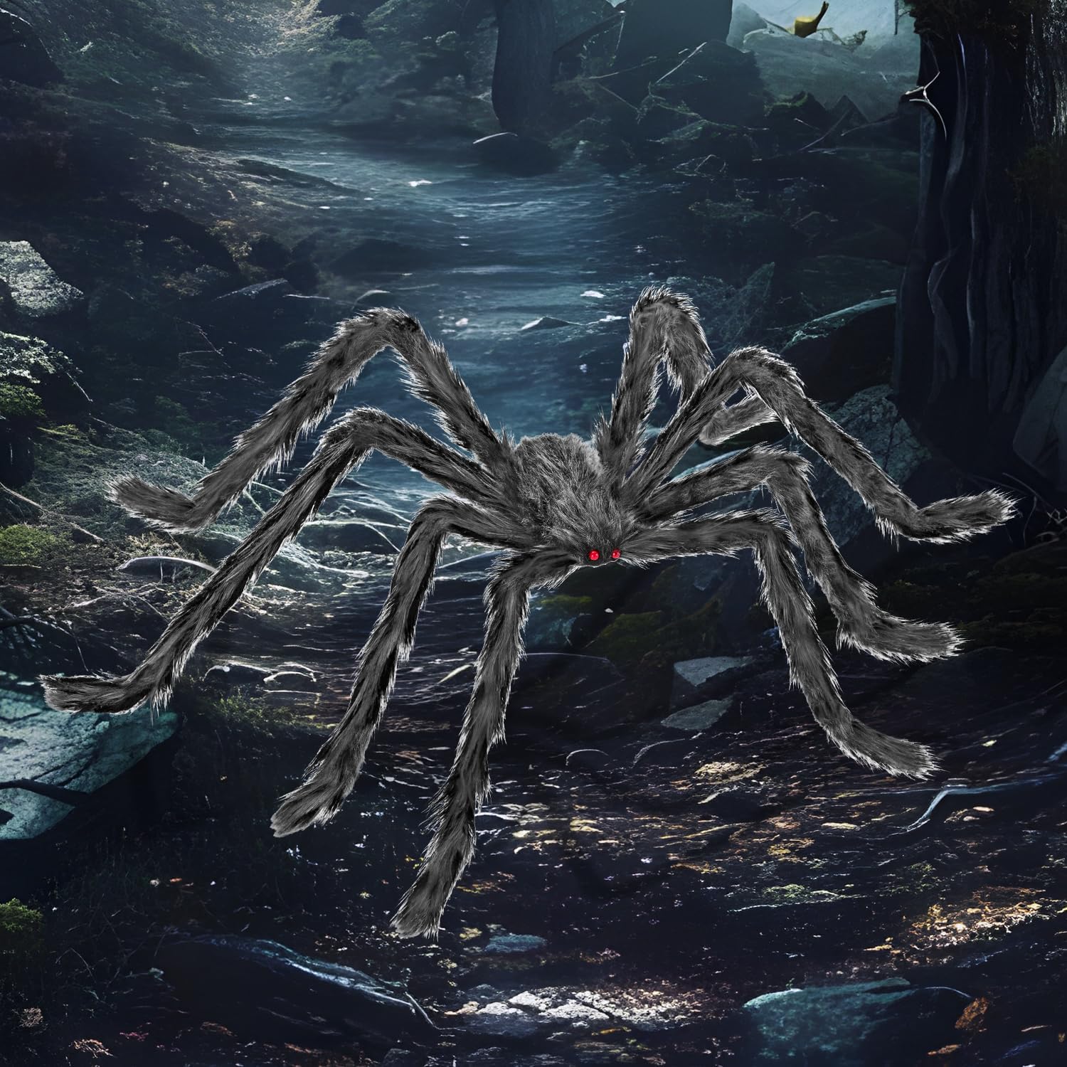 Thumbnail 6 de Kendane CA-64 78-Inch Giant Halloween Spider Decoration, Silver Resin