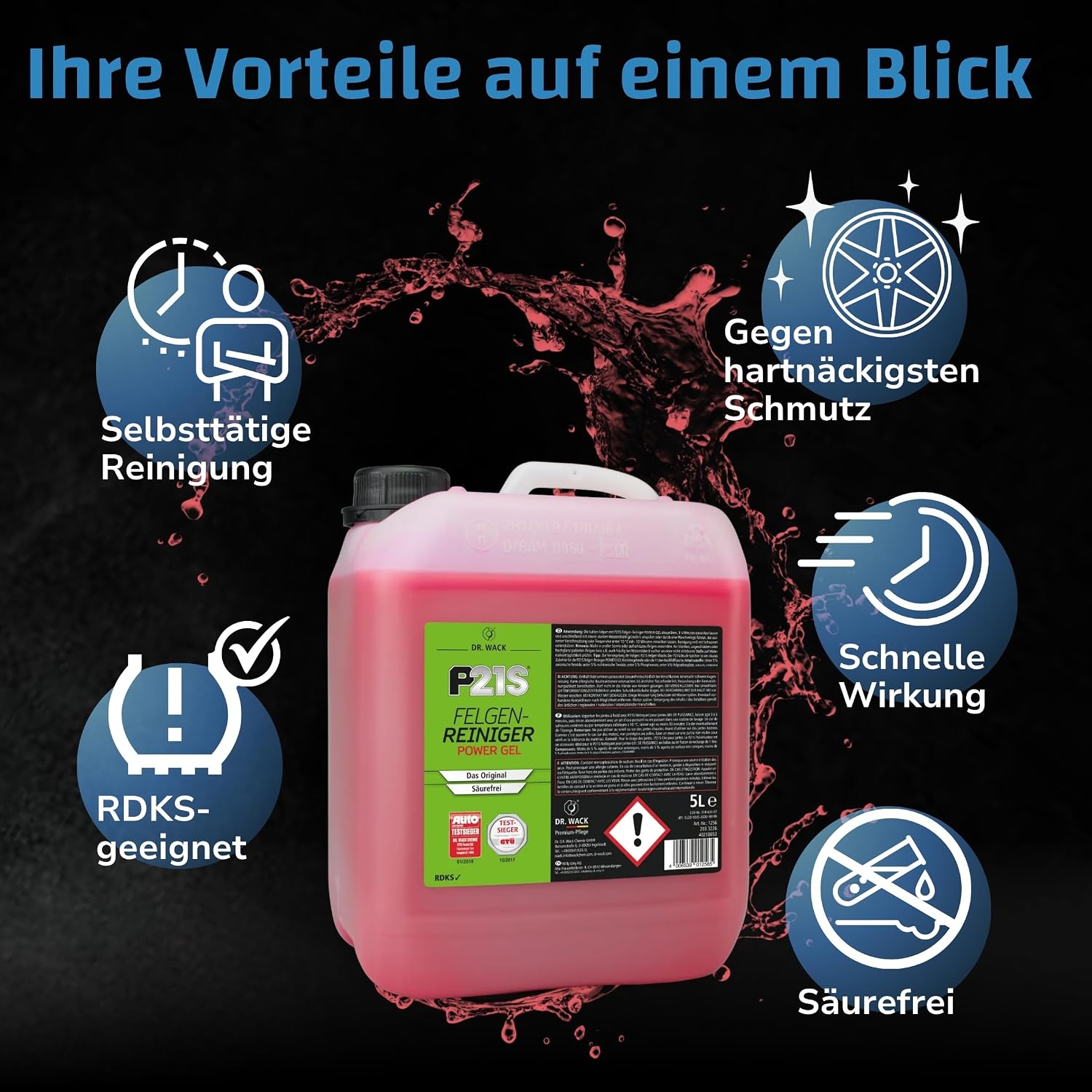 Detalle 1 de DR. WACK P21S Felgenreiniger 5 Liter