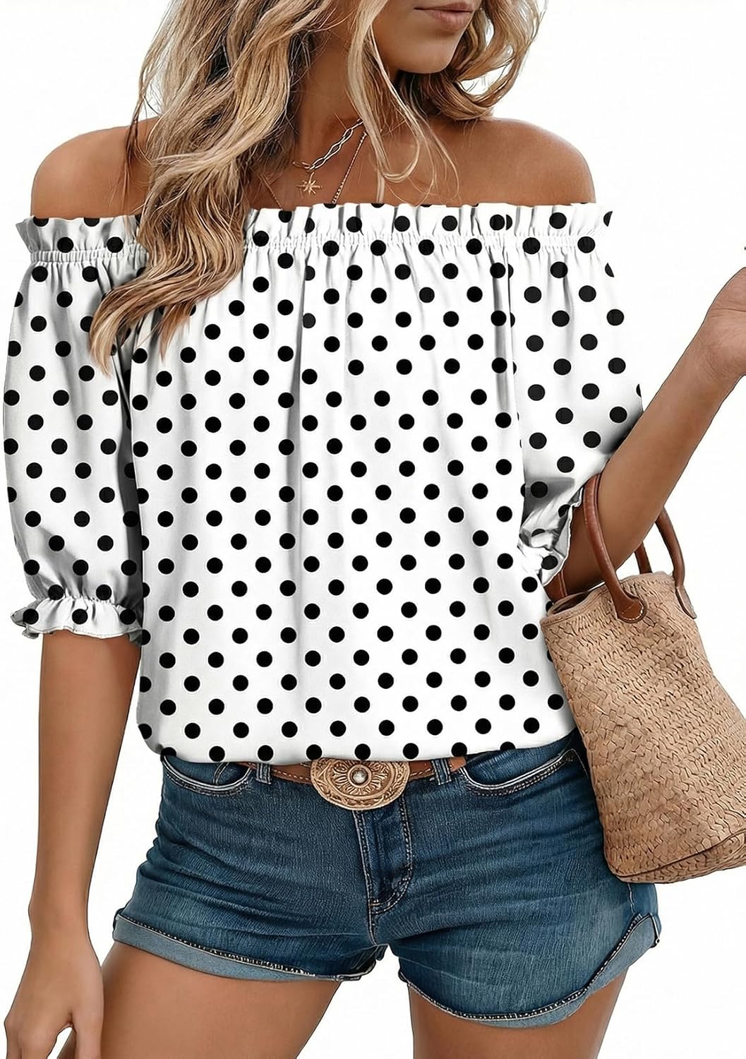 Thumbnail 6 de EVALESS Off the Shoulder Blouse for Women — Dressy Casual Puff Sleeve Top (2026)