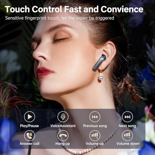 Detalle de Fhumsh A10 Wireless Earbuds: LED Display, 50H Playtime, IPX7 Fitness Ready