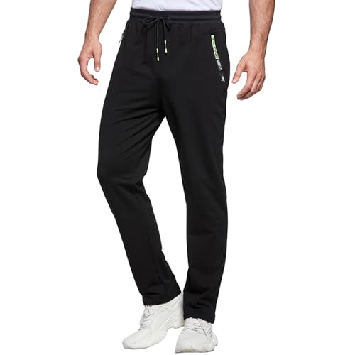 Detalle de ZOXOZ Pantalón Chándal Hombre Deportivos Holgado Recto con Cremalleras Negro L