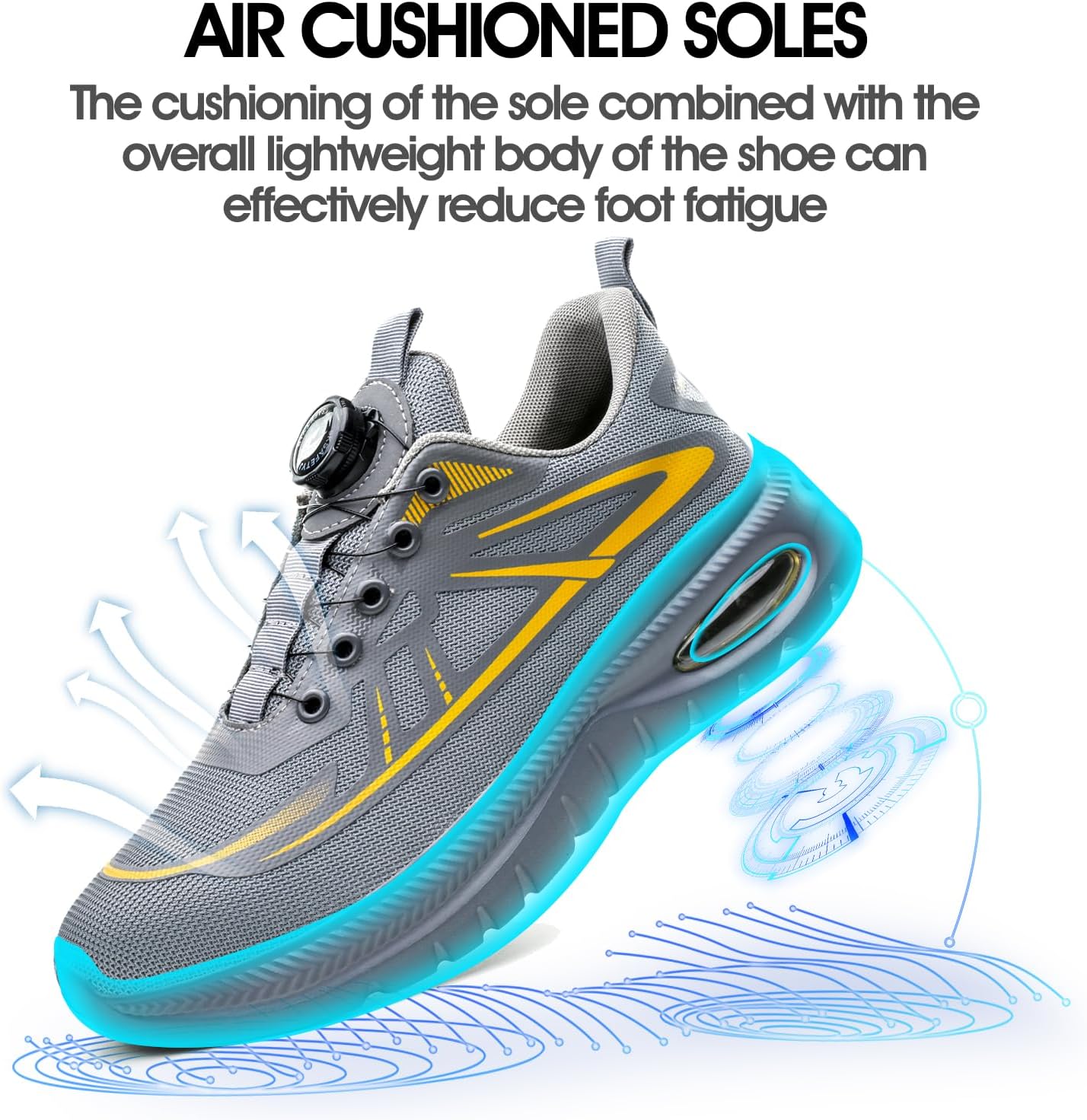 Thumbnail 3 de GemChve Chaussures de sécurité ultra légères pour hommes et femmes, semelle antidérapante respirante avec coiffe acier (37 à 46)