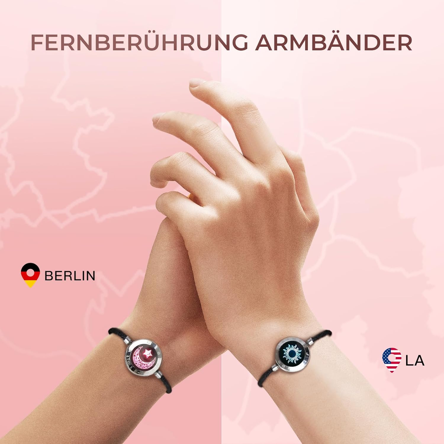 Thumbnail 1 de TOTWOO Bracciali per coppie con collegamento Bluetooth, luci e vibrazione tramite app in acciaio 316L