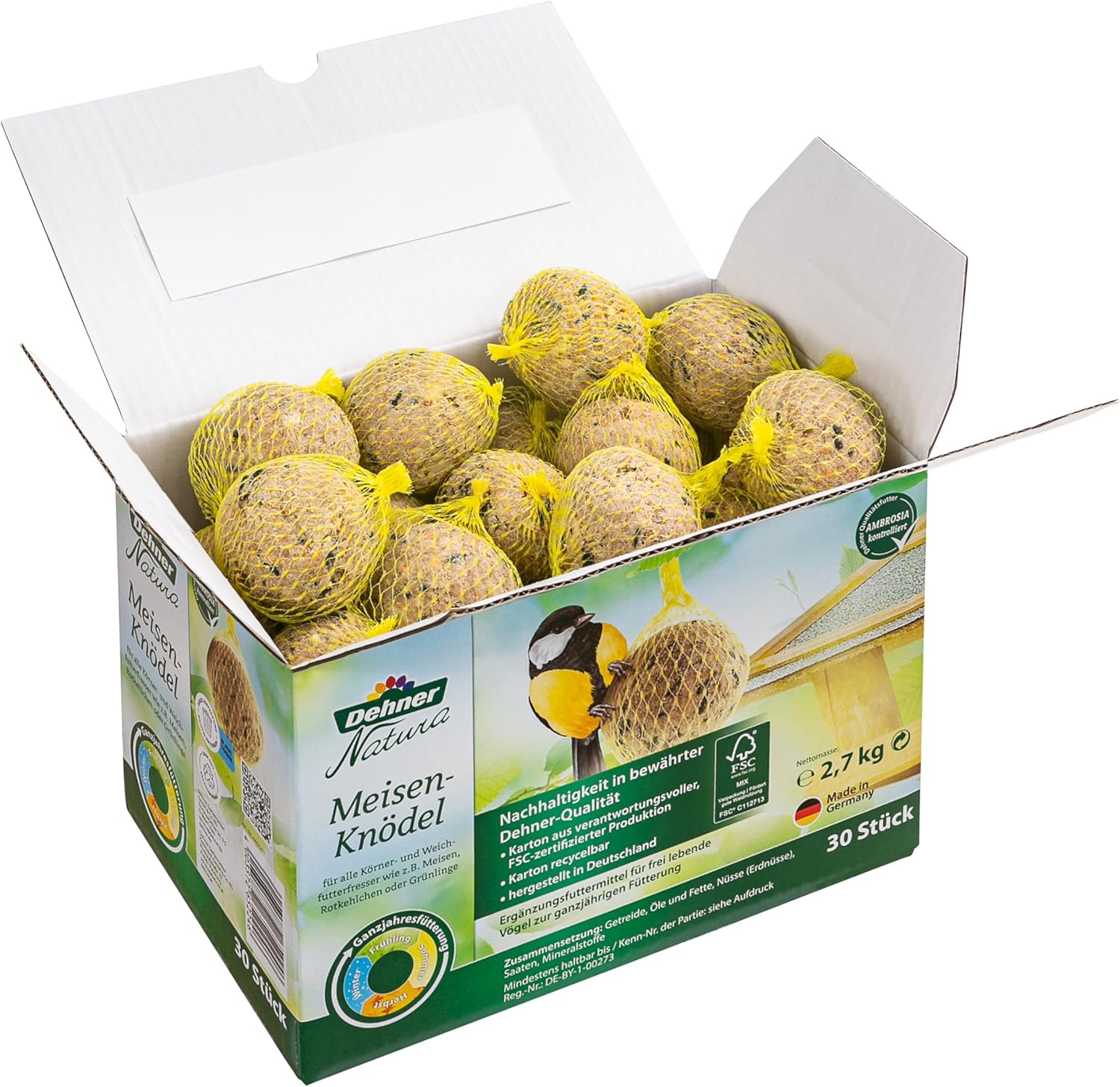 Detalle 2 de Dehner Natura Premium Mangime per uccelli selvatici – palline da 90 g, confezione da 1, 2,7 kg totali
