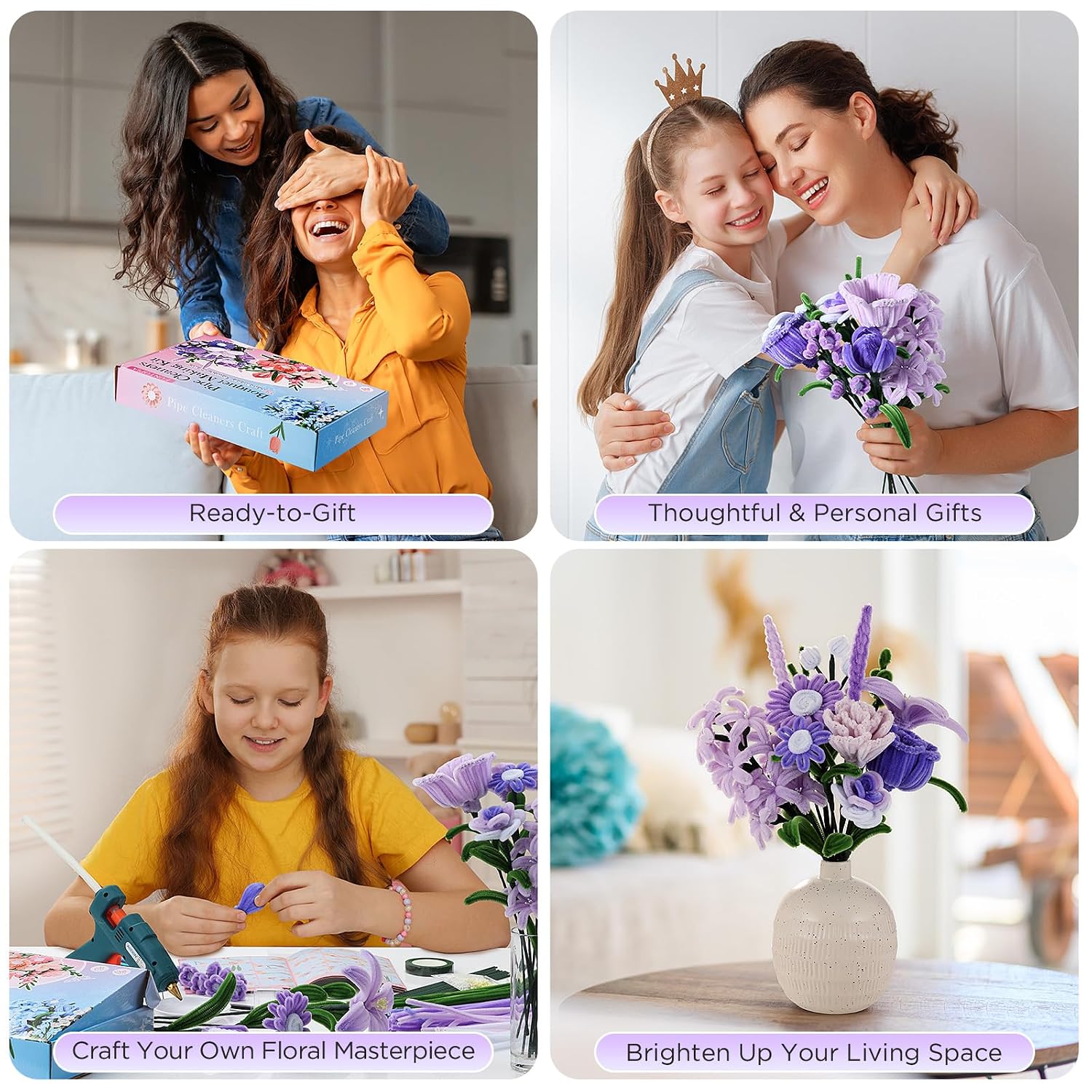 Detalle de Funtopia Pipe Cleaner Flowers: 540-Piece Craft Kit for DIY Bouquets