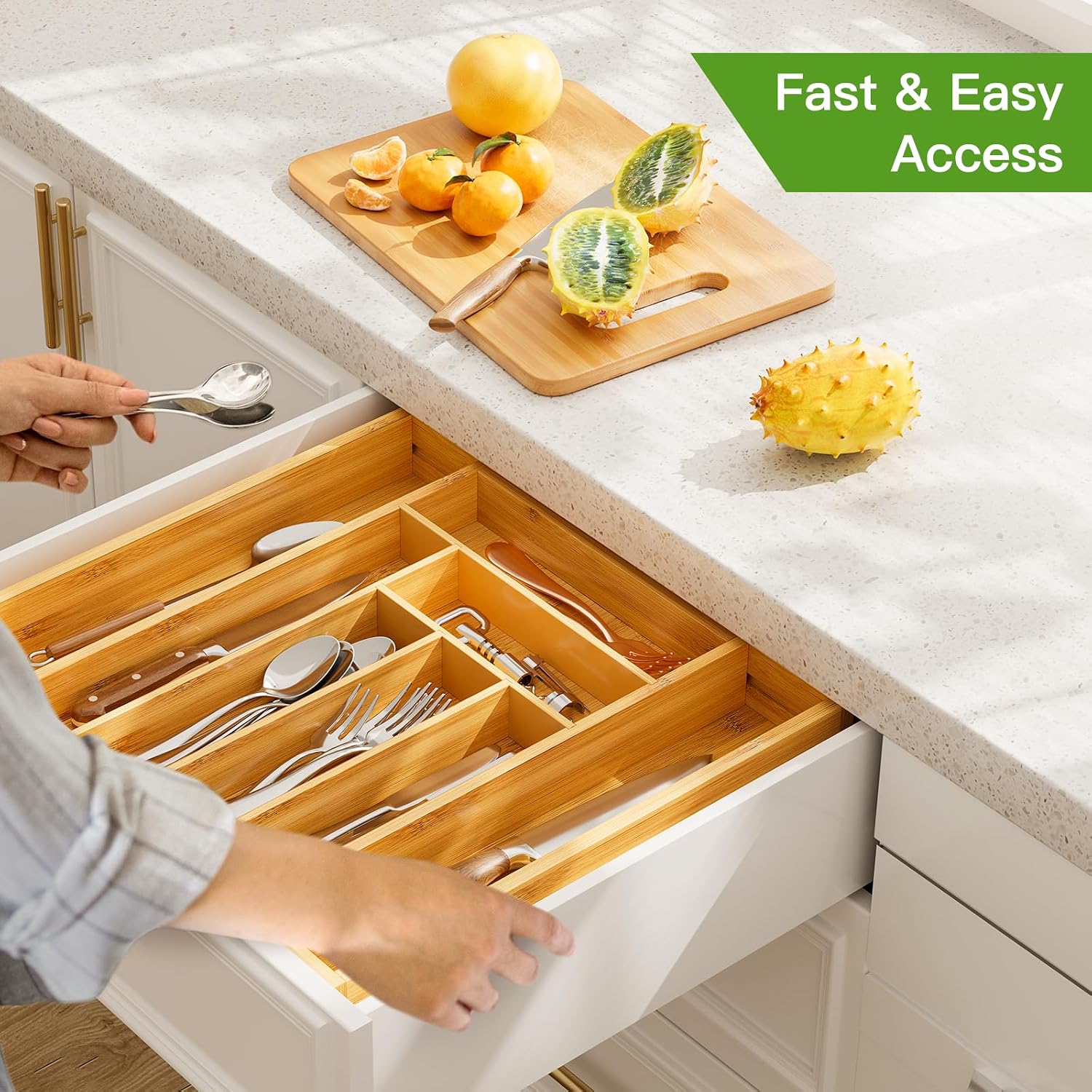 Thumbnail 6 de Pipishell Medium Bamboo Silverware Drawer Organizer, Expandable 10.31–16.54 Inches