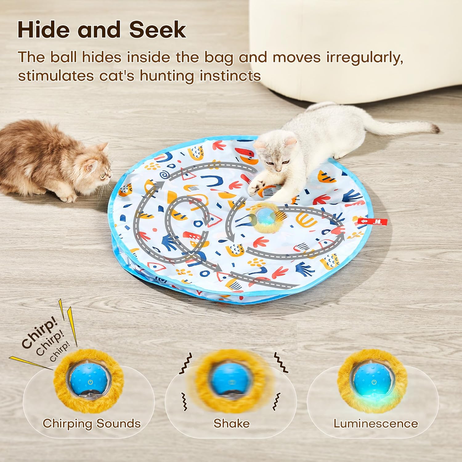Thumbnail 2 de Potaroma Interactive Cat Toys Potaroma moving ball hide-and-seek game with 28 inch play mat