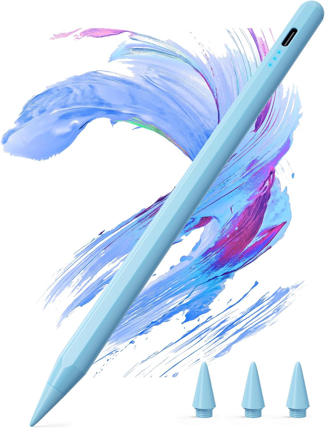 Detalle de KingOne Stift für Apple iPad (2018–2025) mit magnetischer Haftung & Palm Rejection, Schnellladung, Blau