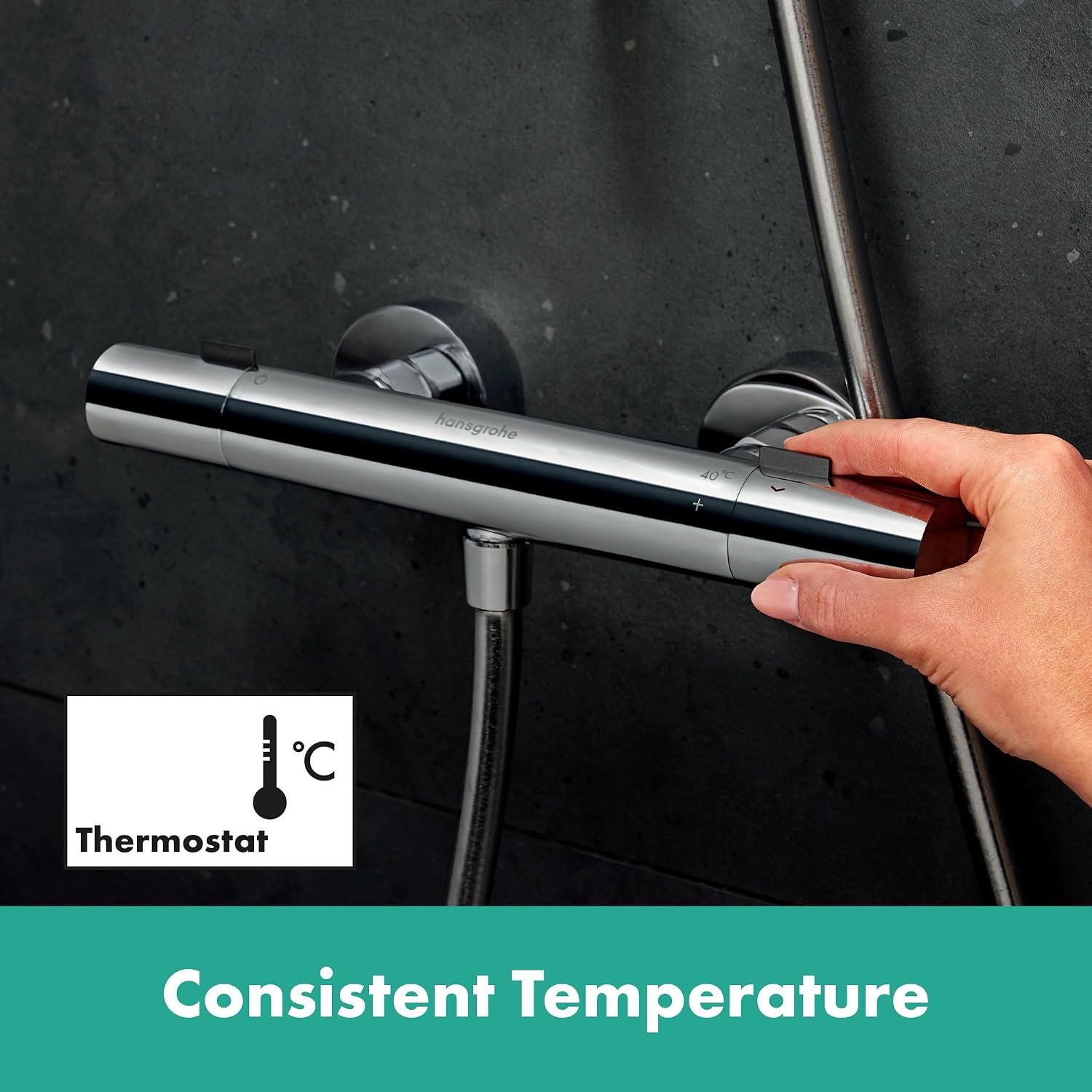 Thumbnail 3 de Hansgrohe Ecostat Fine – Mitigeur de douche thermostatique avec EcoStop+ (40°C) – Chrome, 13324000