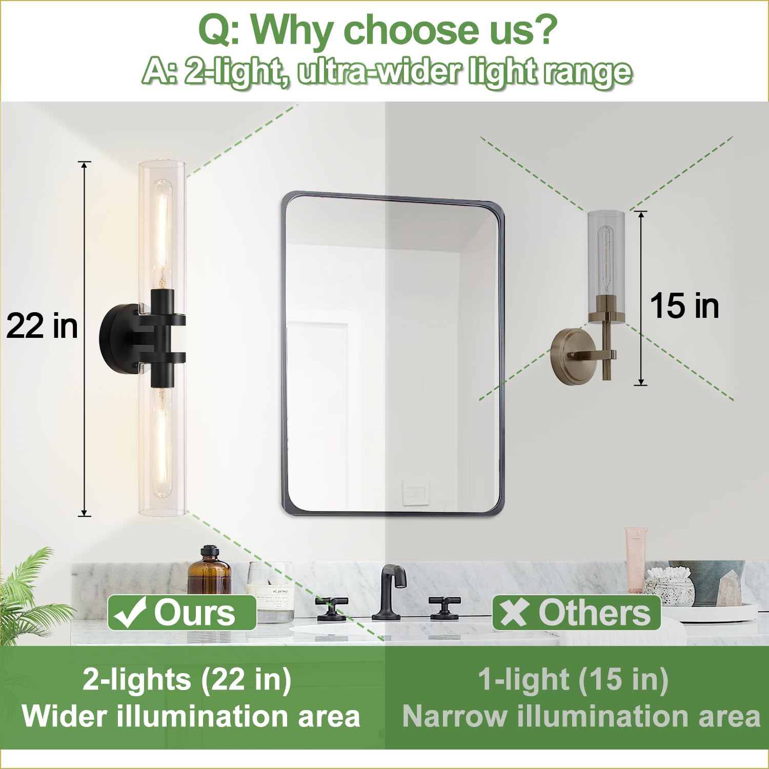 Detalle de Indoi YX-050 Wall Sconces, Matte Black Metal and Clear Glass, Set of 2