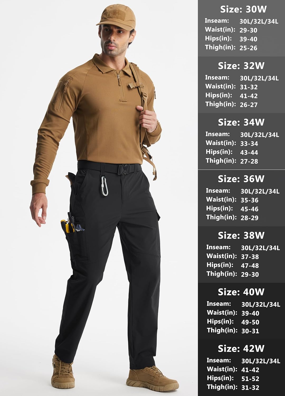 Thumbnail 6 de Libin Men's Work Pants: Water-Resistant Hiking Cargo Pants with 9 Pockets