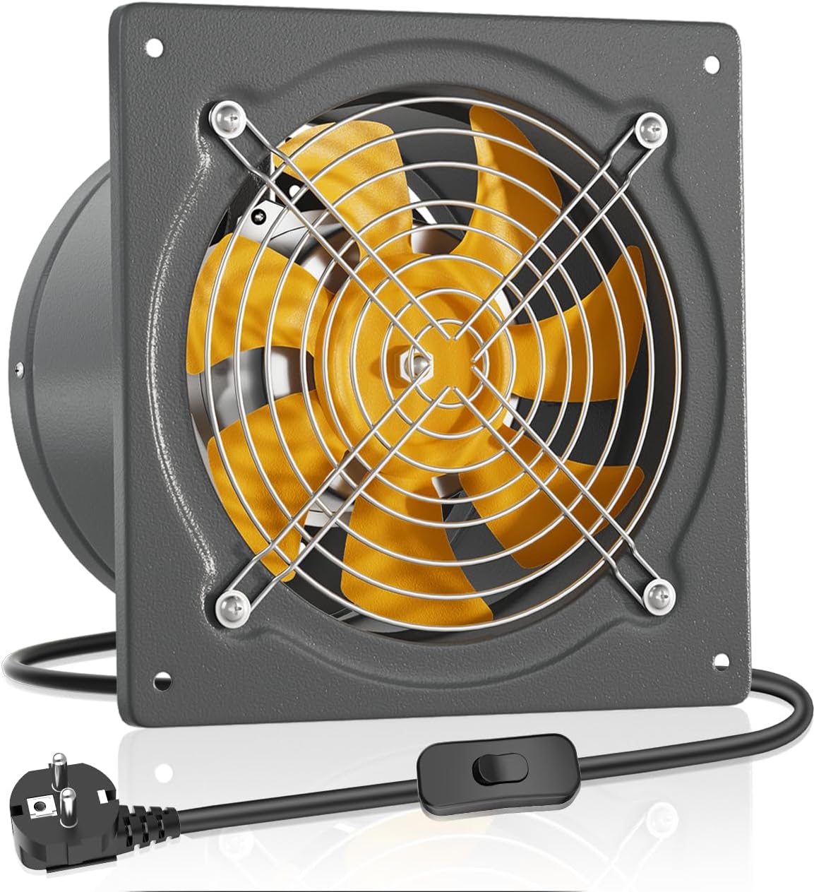 Detalle de HG Power ventilateur d’extraction d’air mural 200 mm, 980 m³/h, silencieux avec clapet anti-retour (gris)