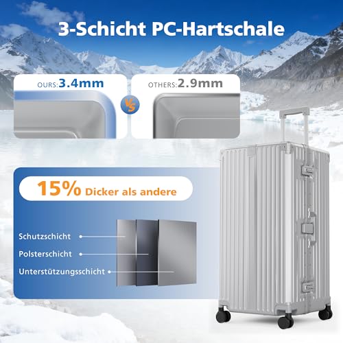 Detalle 2 de ALPHA CAMP Valise XXL 105 L en polycarbonate, cadre aluminium et serrures TSA