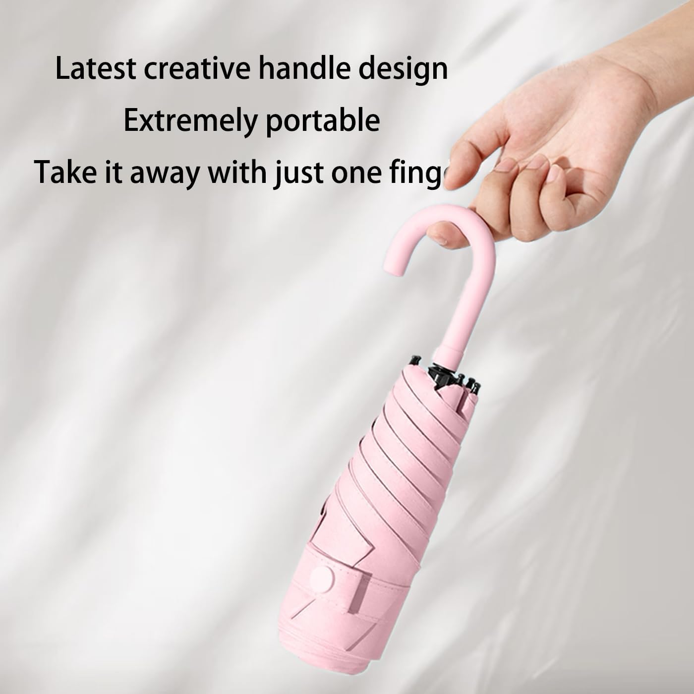 Detalle de erised's Bifrost Mini Travel Compact Folding Umbrella – Hook Handle, 6 Ribs, UV 50+, Lightweight & Portable