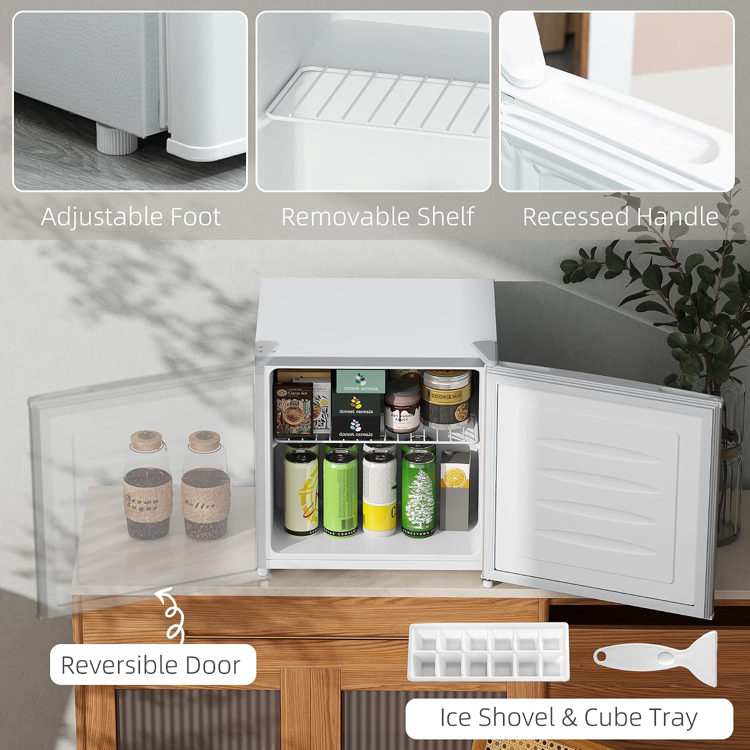 Detalle 1 de HOMCOM 800-127V80WT Mini Freezer, 1.1 Cu. Ft., Reversible Door