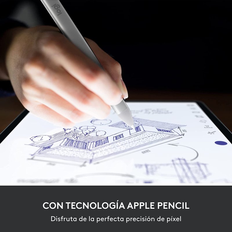 Detalle de Logitech Crayon Lápiz Digital para iPad USB-C (Plata) — precisión y naturalidad para tomar notas y dibujar