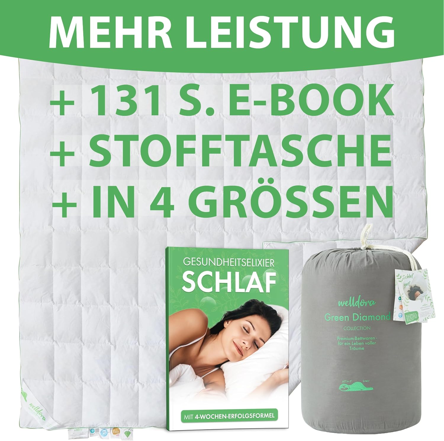 Thumbnail 6 de Welldora Komfort Bettdecke Sommer 155x220 – 100% Extraweiche Federn & Daunen, Allergiker geeignet