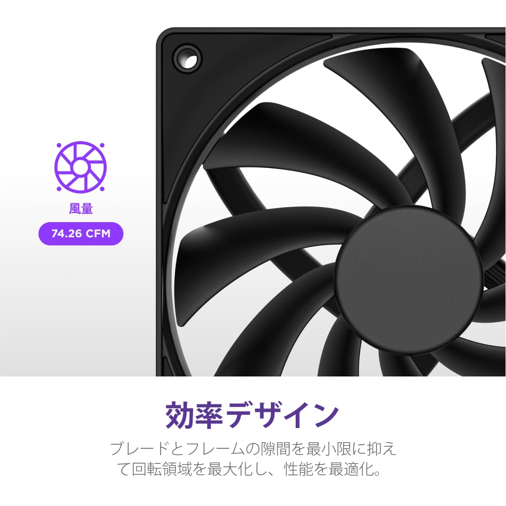 Thumbnail 2 de NZXT F120Q v2 Black RF-Q12SF-B2 120mmケースファン、PWM制御・9枚ブレード