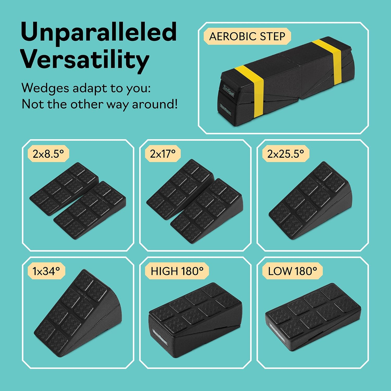 Thumbnail 2 de Squat Wedge Block Set of 3/5 with Stackable Angles (960 LBS Capacity) for Calf Stretching
