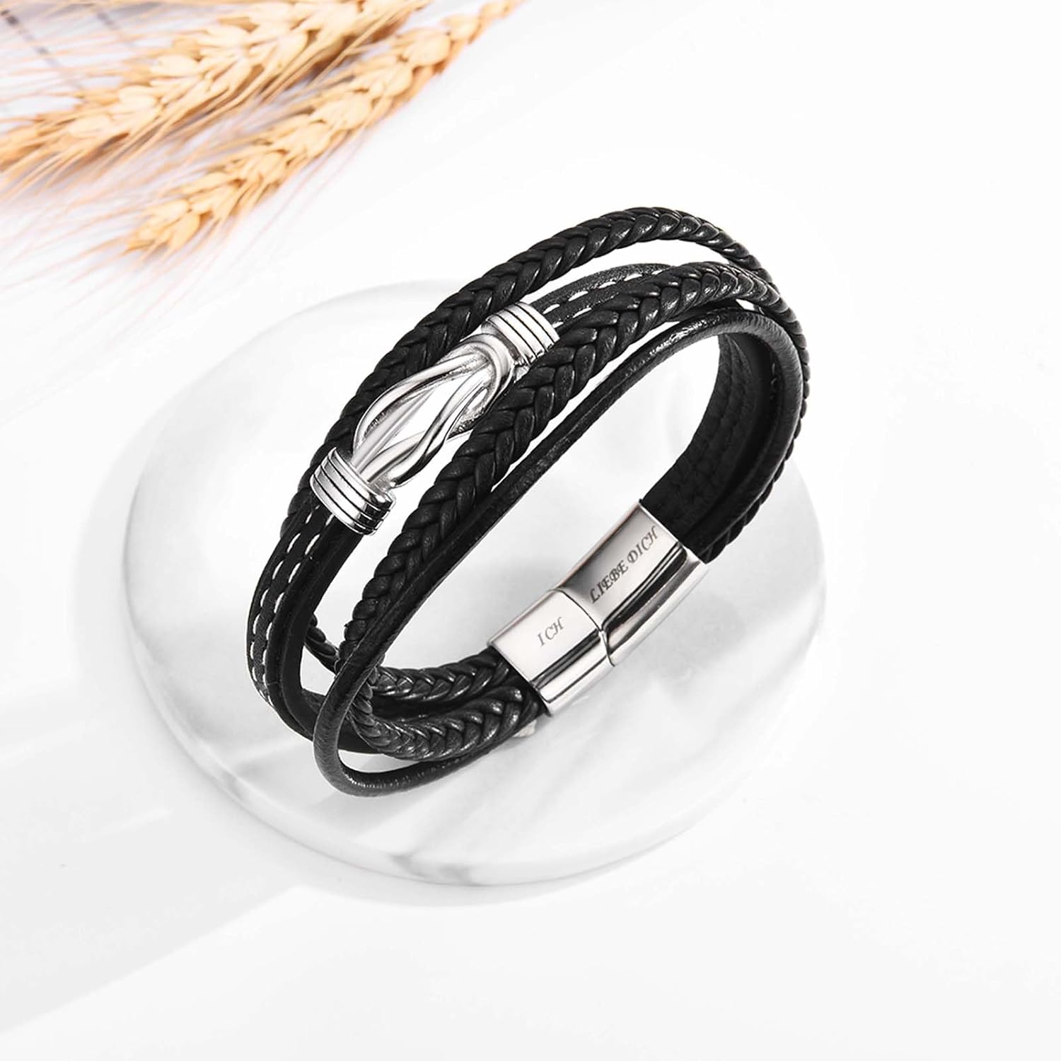 Thumbnail 4 de WOVEE Lederarmband mit Magnetverschluss und Gravur „Ich Liebe Dich“ für Sohn, Papa oder Mann