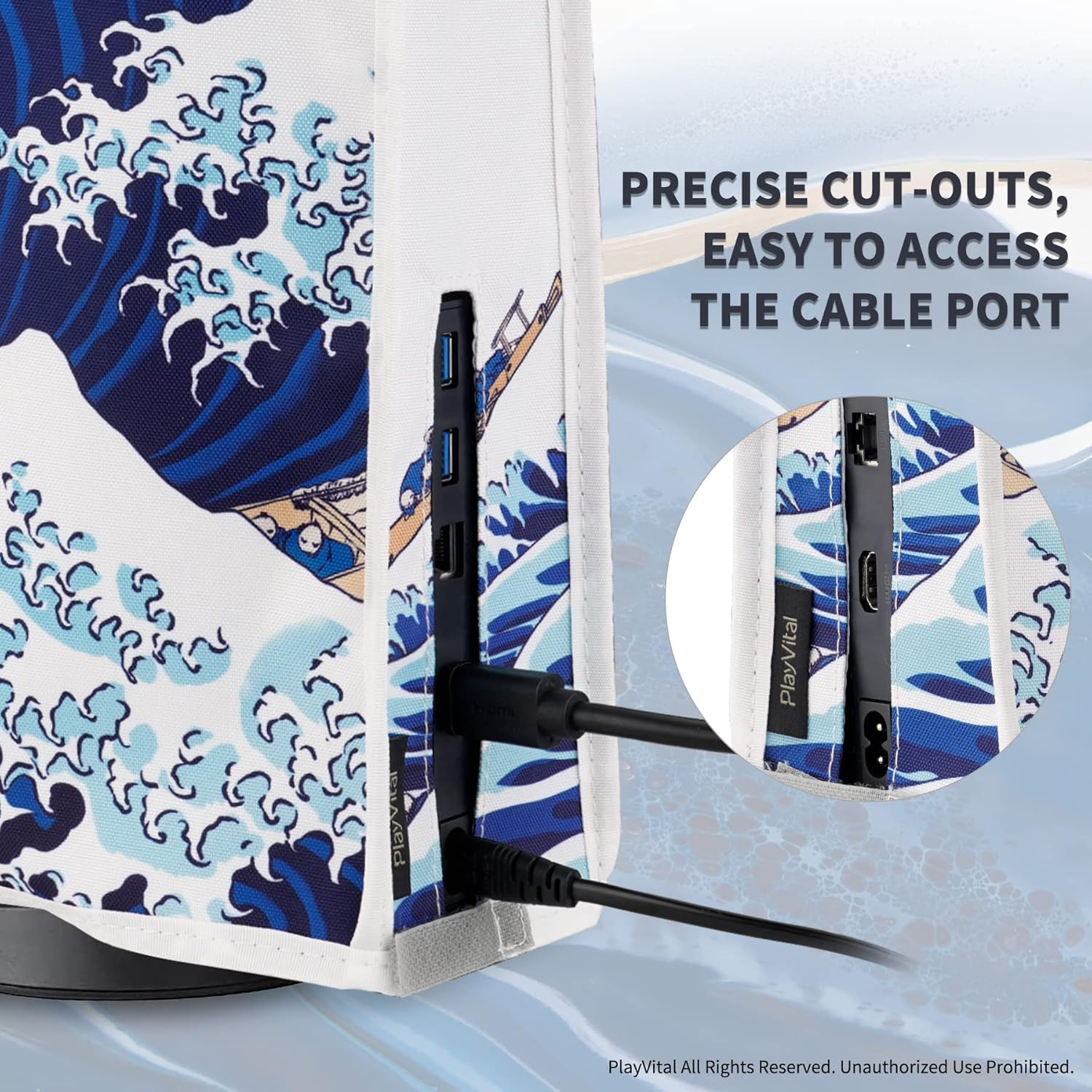 Thumbnail 4 de PlayVital Dust Cover for PS5 (The Great Wave) – Waterproof, Scratch-Resistant Sleeve