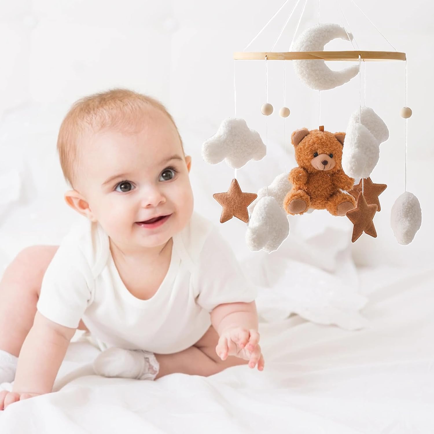 Thumbnail 6 de Herfair Mobile Baby Bettglocke mit Teddybär – Filz-Design in Braun