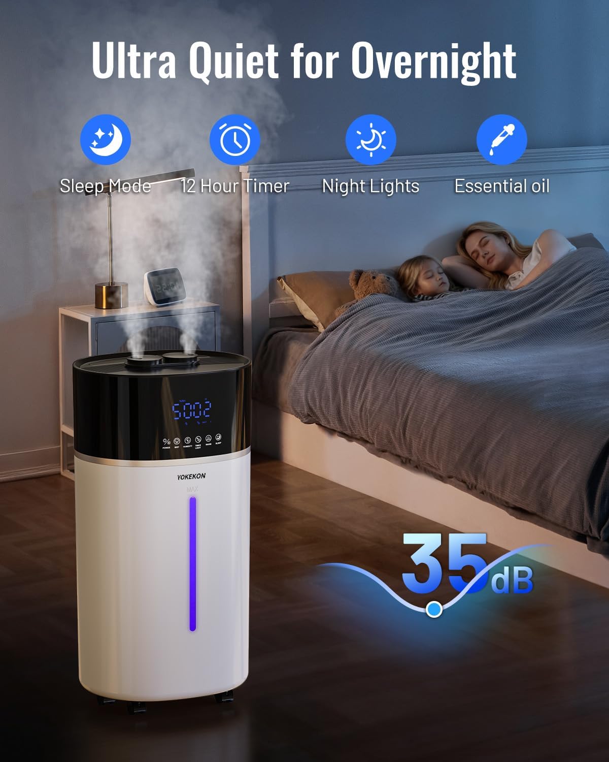 Thumbnail 6 de YOKEKON KC-MH-303-CA Cool and Warm Mist Humidifier, 18 L, 2,500 sq ft