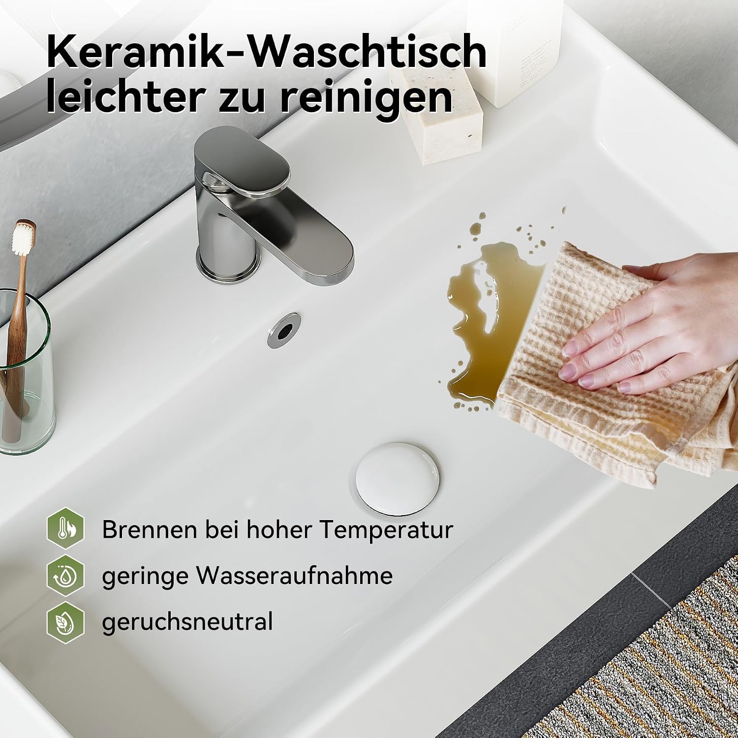 Detalle de HOROW Waschbecken mit dünnem Rand, 55 cm