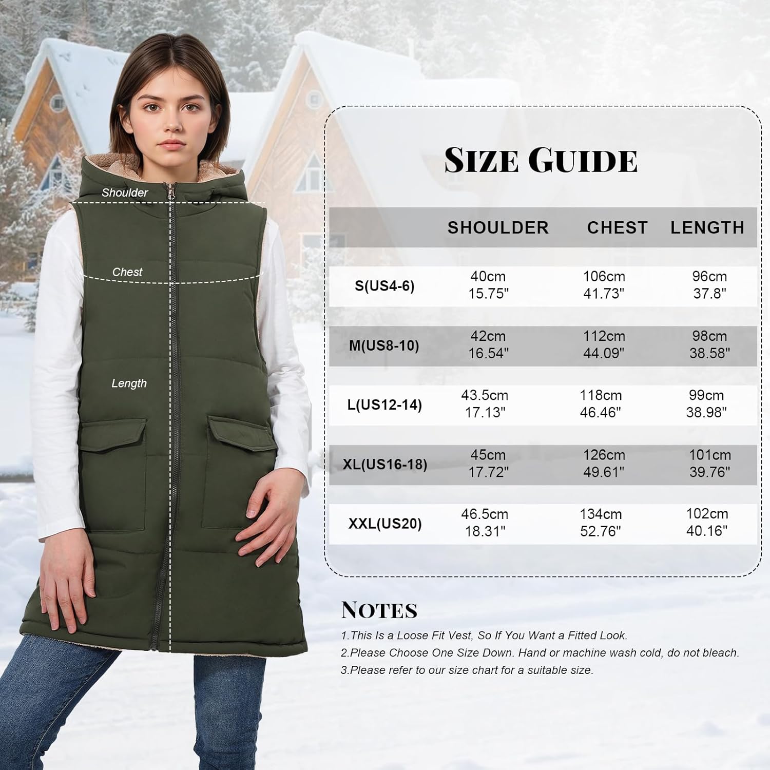 Detalle de Fecialy Herbstliche lange Weste 2-in-1