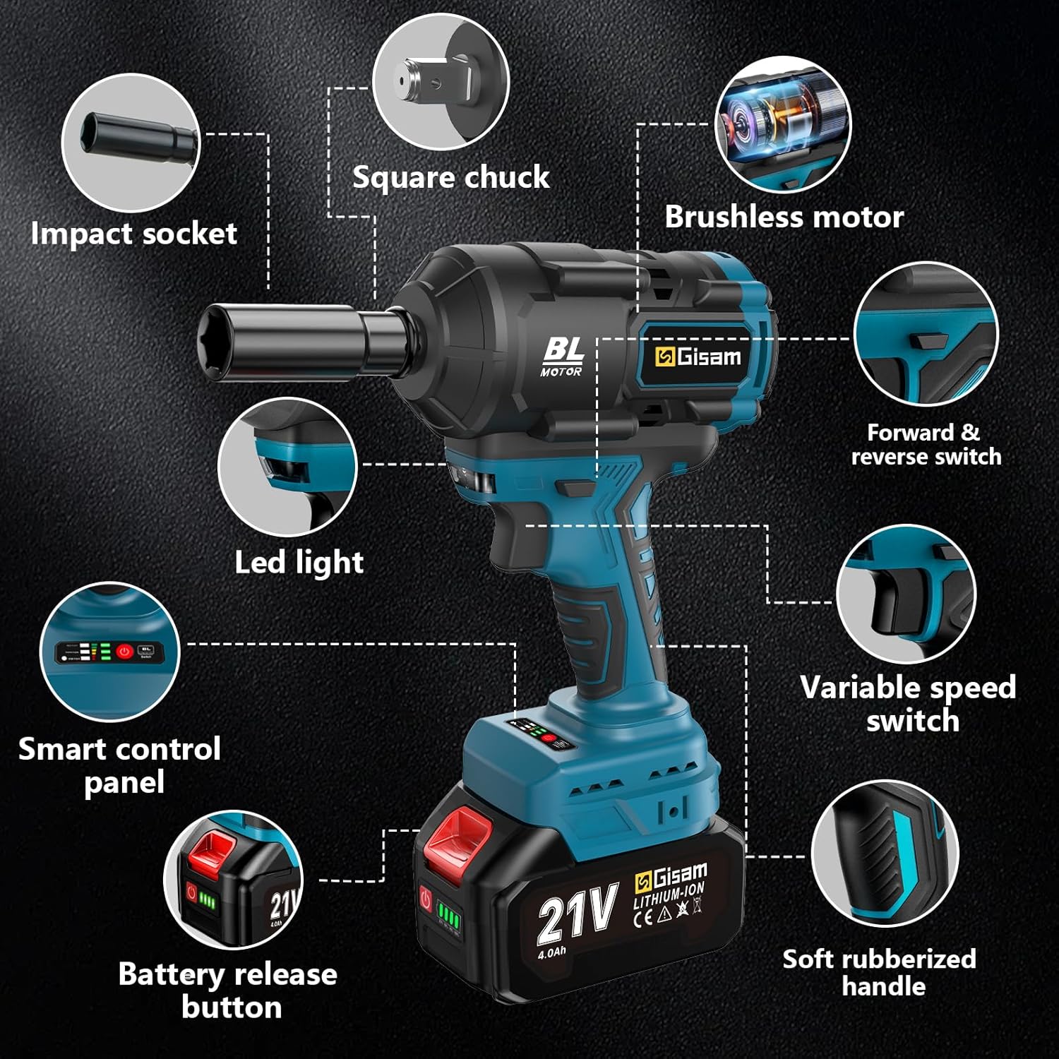 Detalle 2 de Gisam Llave de Impacto 1200 Nm