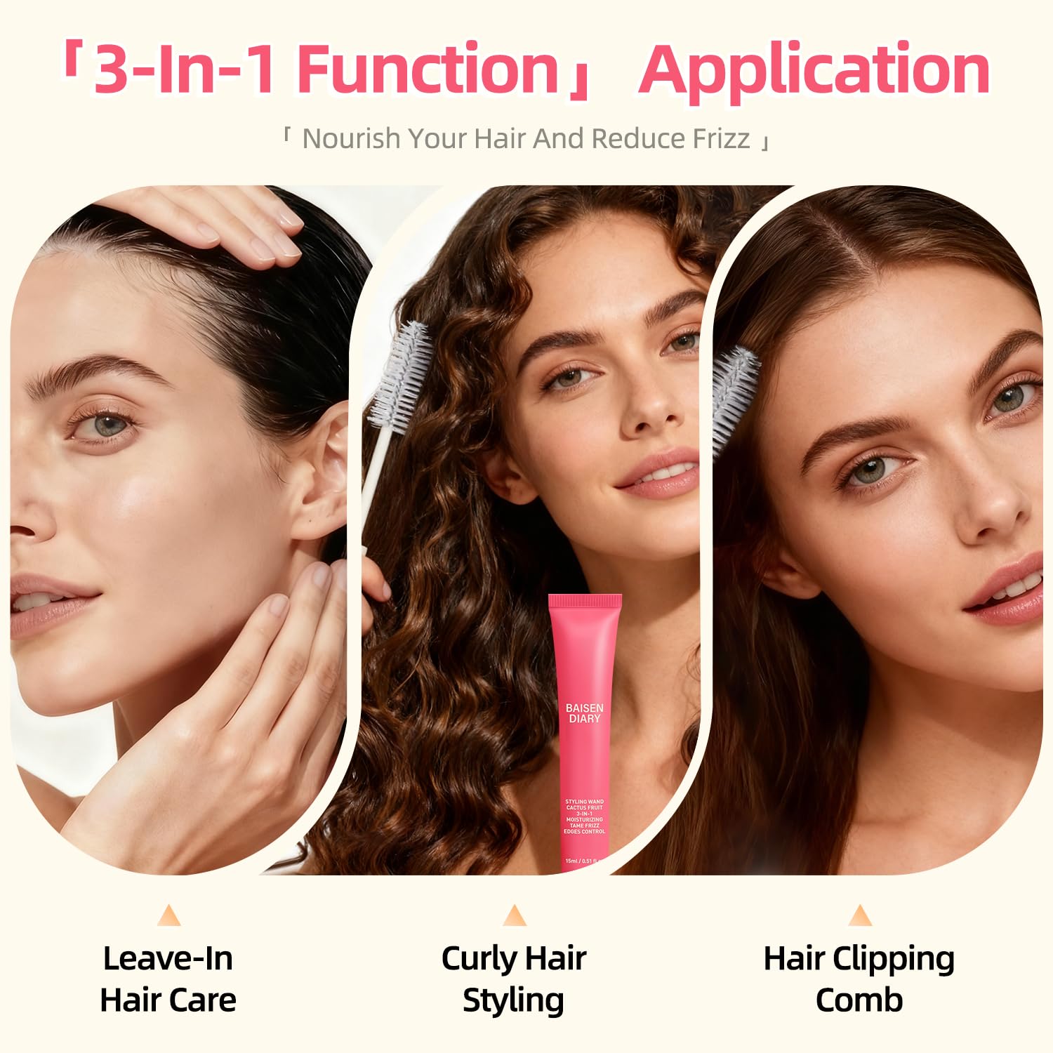 Detalle de BAISEN DIARY Hair Cactus Fruit 3-in-1 Styling Cream and Flyaway Wand
