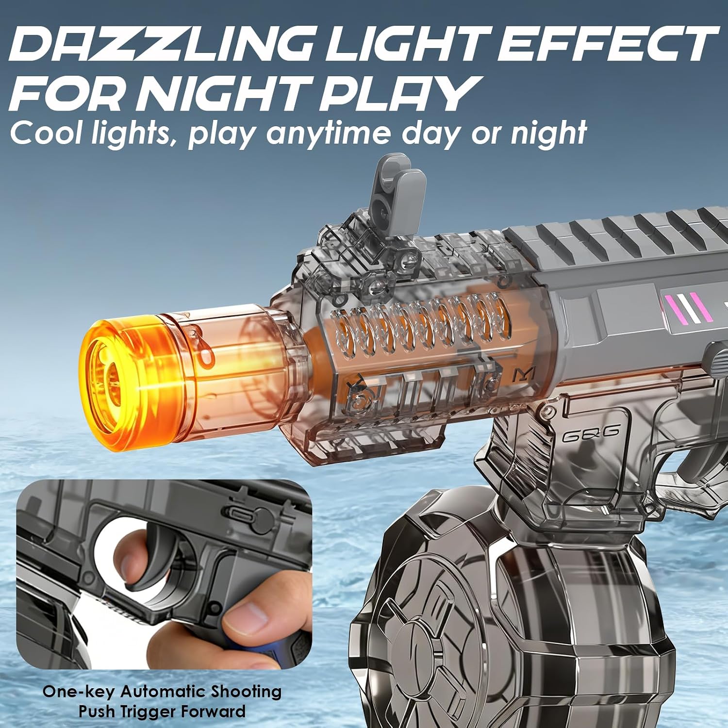 Detalle 2 de Electric Water Gun for Kids: Automatic 8m Range Blaster with Large Tank and LED Muzzle