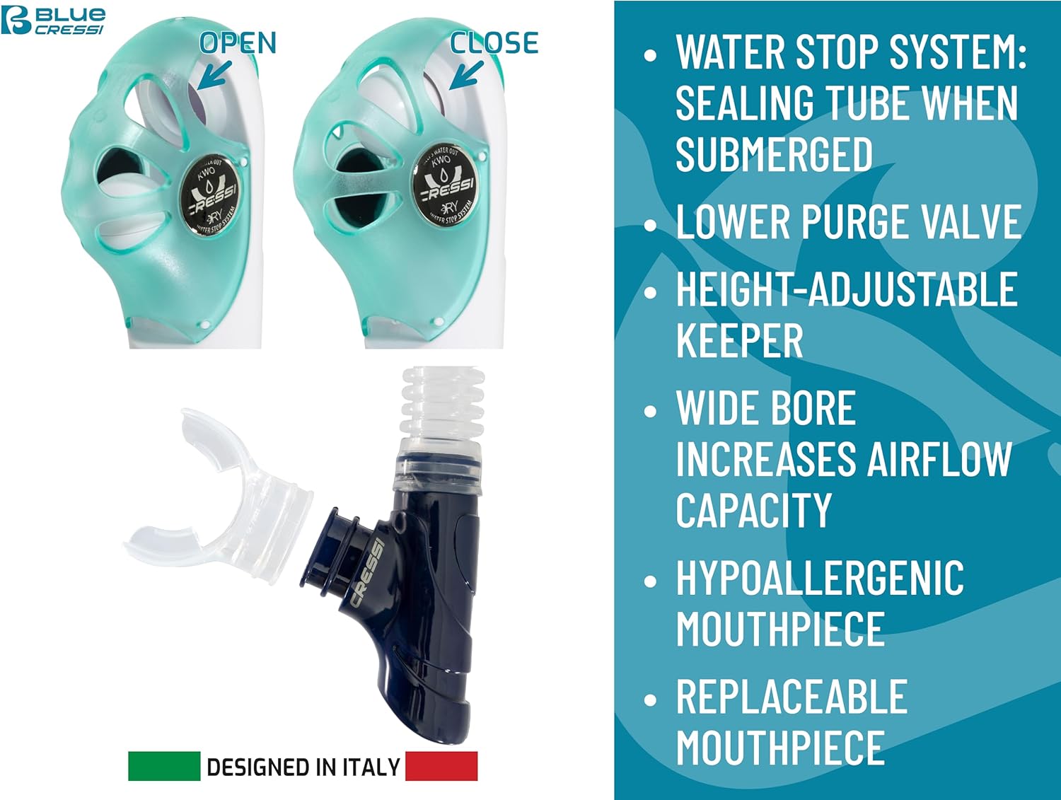 Thumbnail 5 de CRESSI Horizon - Maschera panoramica a 4 vetri e Scilla Top Dry Valve System per immersioni e snorkeling