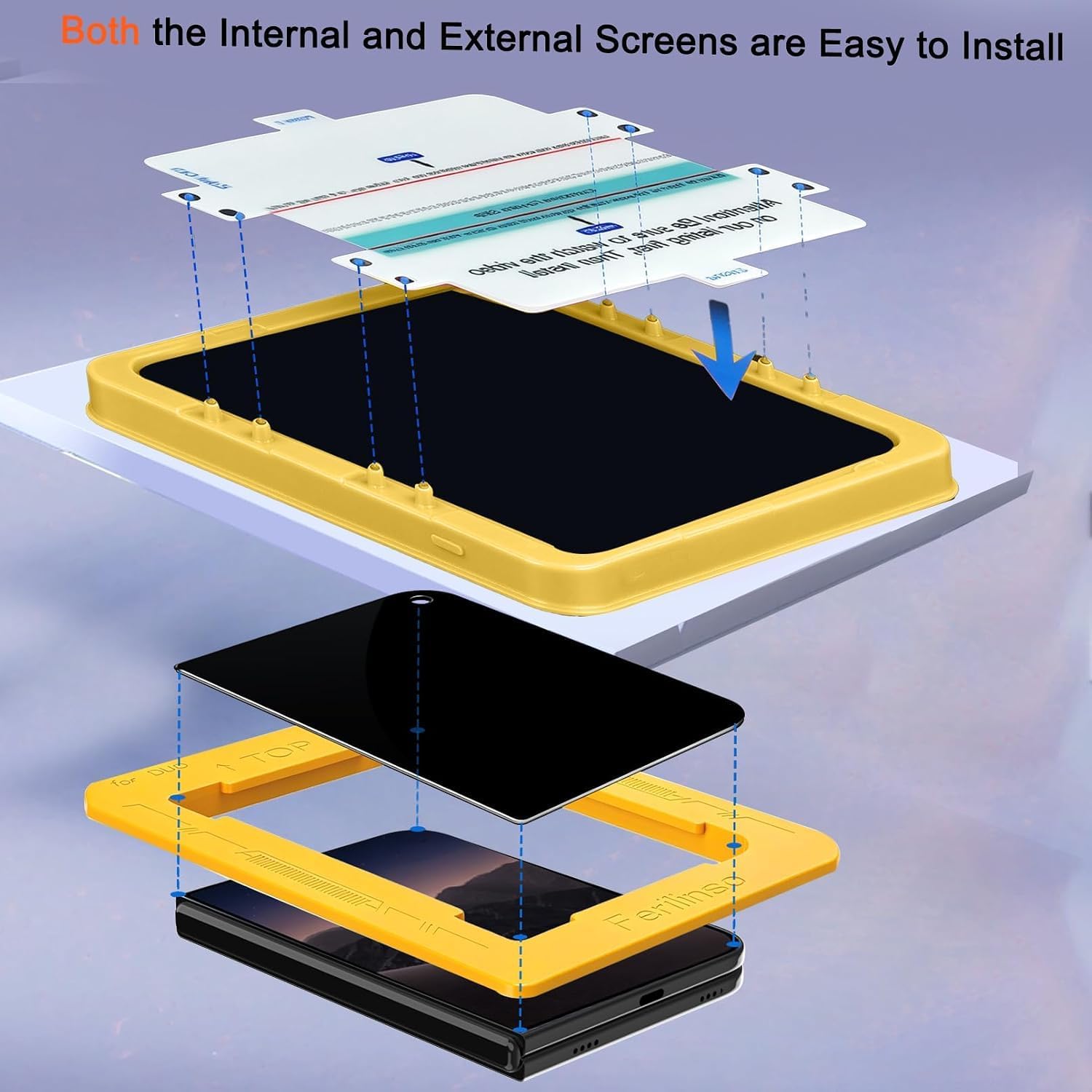 Detalle de Ferilinso iPhone Duo 7.8INCH Privacy Screen Protector, Tempered Glass, 9H+