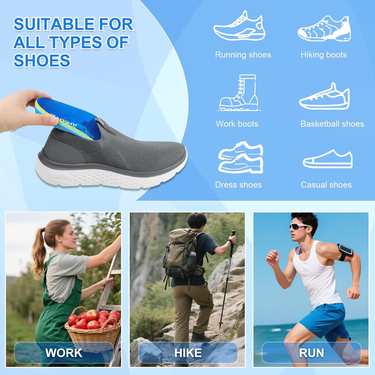 Thumbnail 3 de 3ANGNI Heel Spur Orthopedic Insoles for Flat Feet, Plantar Fasciitis and Overpronation