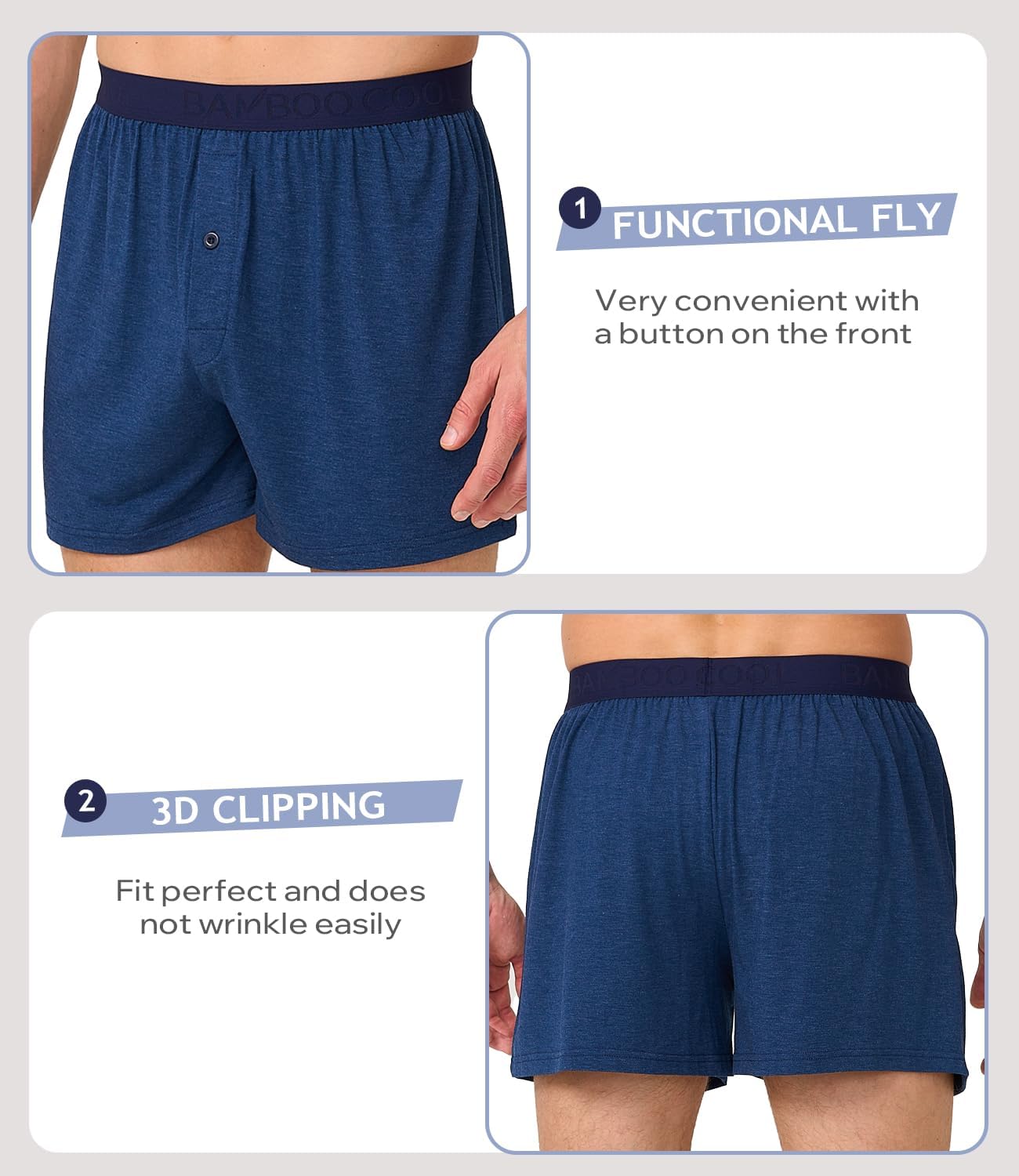 Detalle de BAMBOO COOL Men's Boxer Shorts 4-Pack