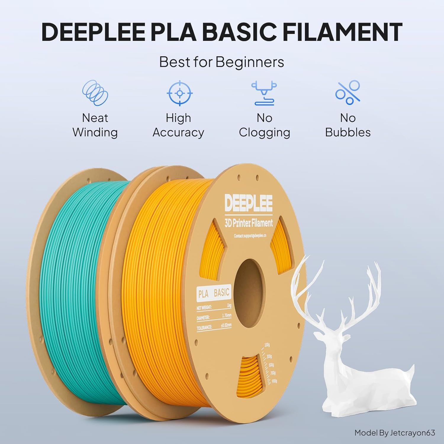 Thumbnail 1 de DEEPLEE PLA Basic 1.75mm 3D Printer Filament Black/White 4kg Bundle (Vacuum Packed)
