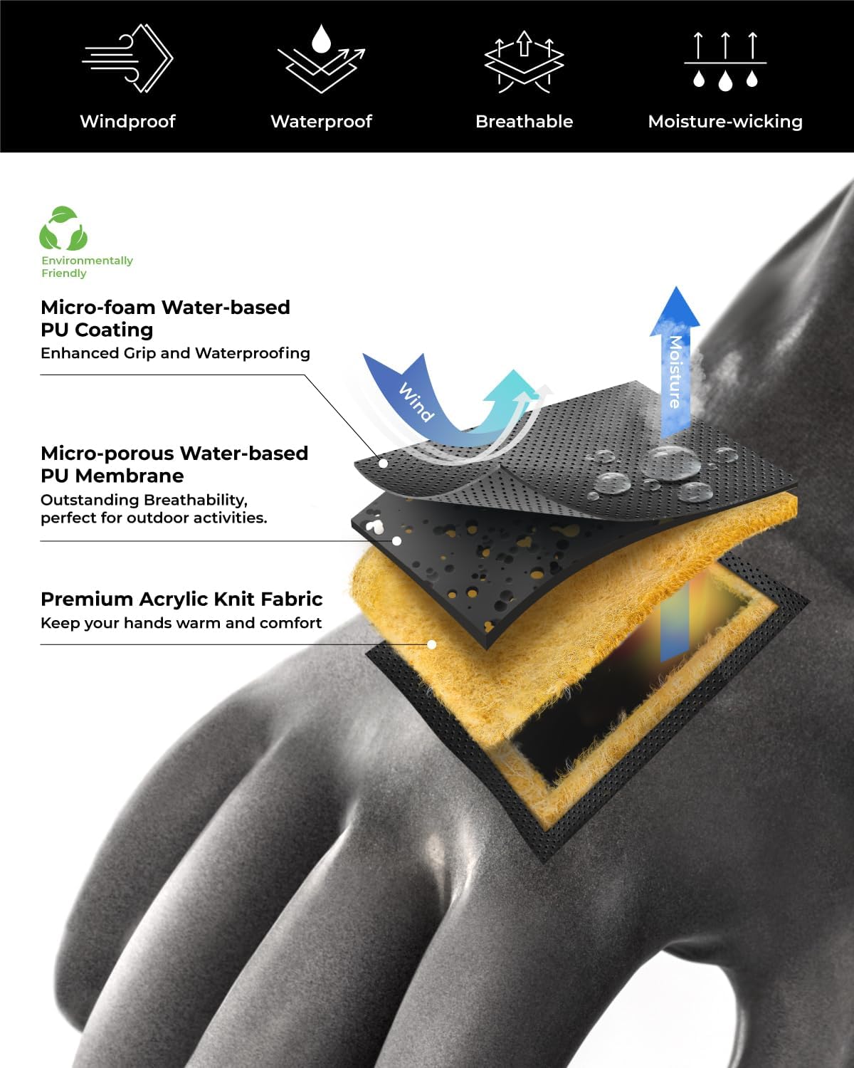 Thumbnail 6 de Toolant Balaena Waterproof Winter Gloves with Grip for Outdoor Work