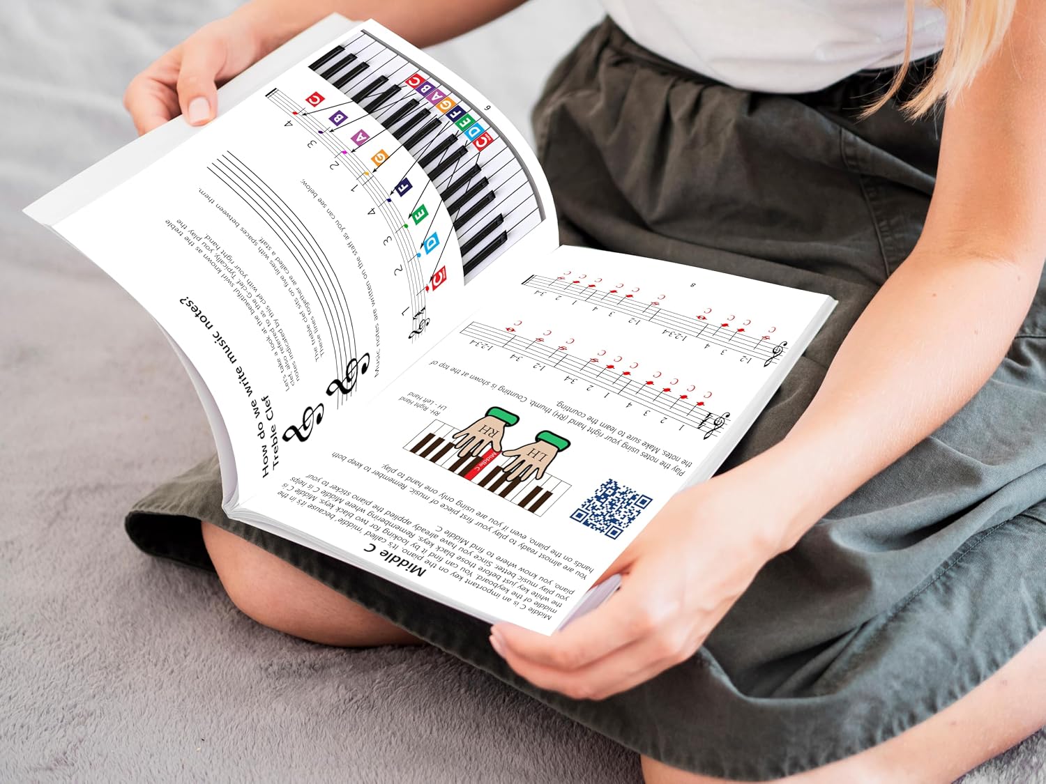 Detalle de QMG Piano note chart with 56-page lesson book