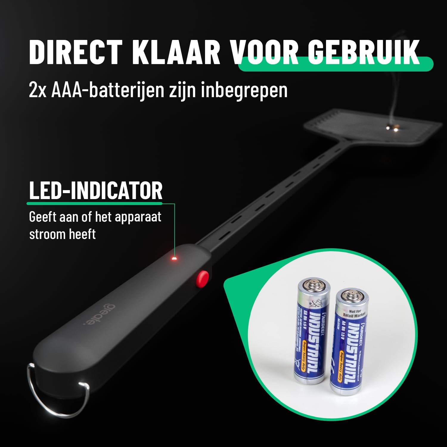Detalle 1 de greate 901019 elektrische vliegenmepper op batterijen, inclusief 2 AAA-batterijen