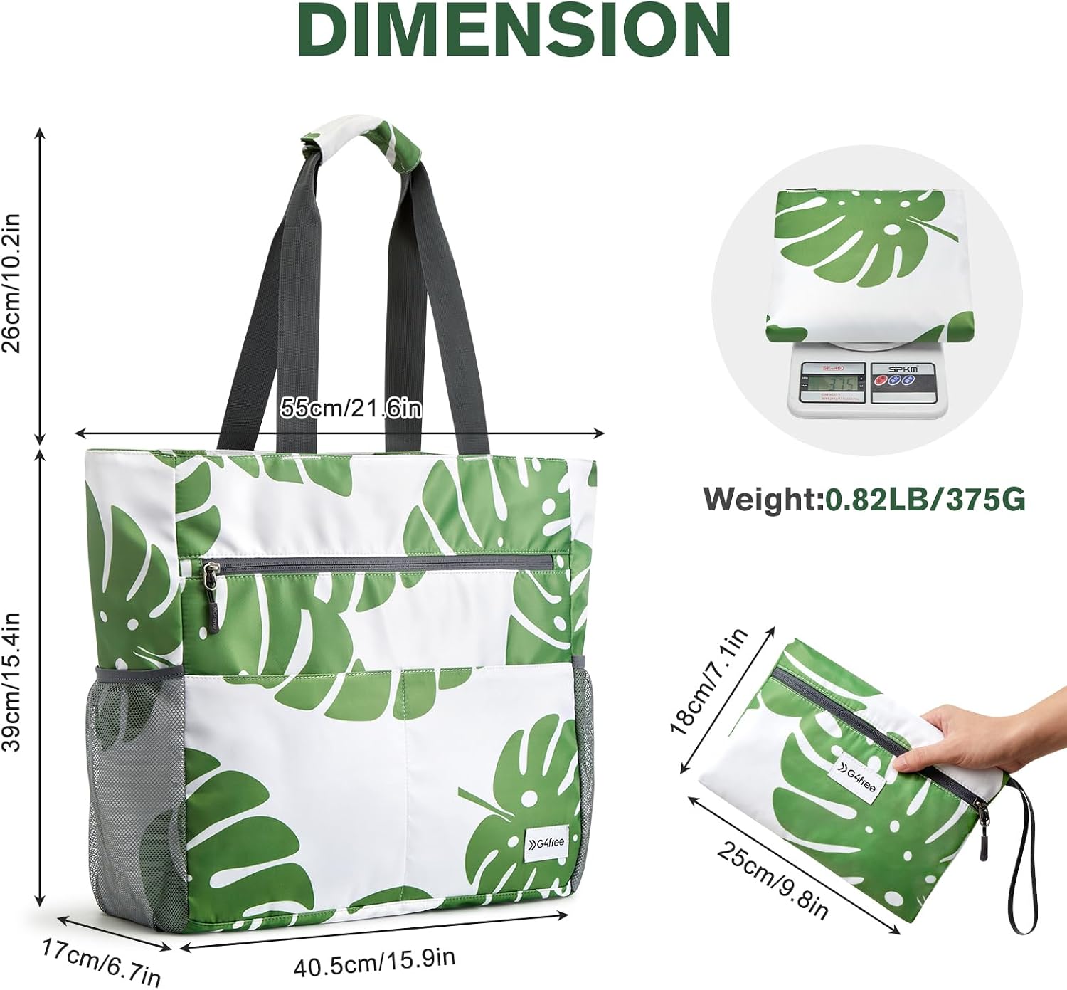 Thumbnail 5 de G4Free Large Beach Bag for Women: Waterproof 35L Tote with Foldable Design and Zippered Pocket