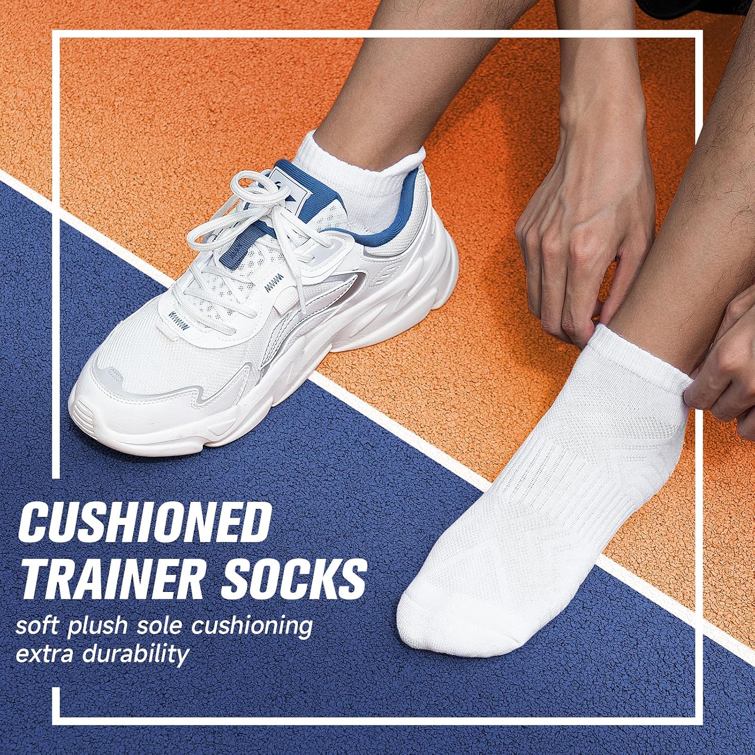 Detalle de Benirap Mens Tranier Socks Cushioned Running Socks (6 Pairs) – breathable anti-blister ankle trainers socks