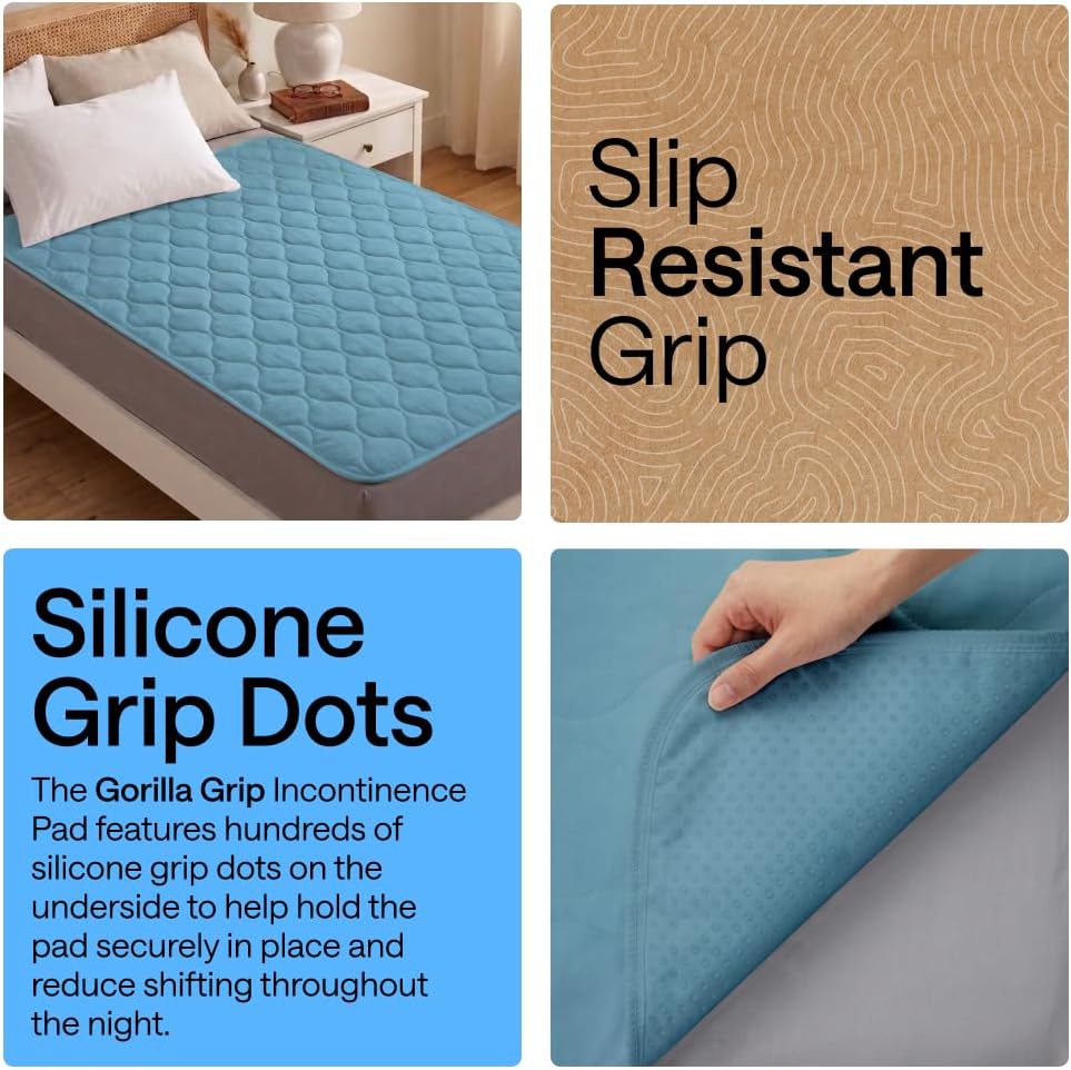 Detalle de GORILLA GRIP 840029649077 Reusable Underpad, 34 x 52 in, Blue