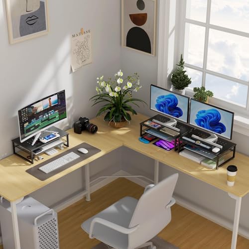 Thumbnail 6 de Pygocereri Desk Organisers and Accessories: 2-Tier Metal Monitor Stand Riser (Black)
