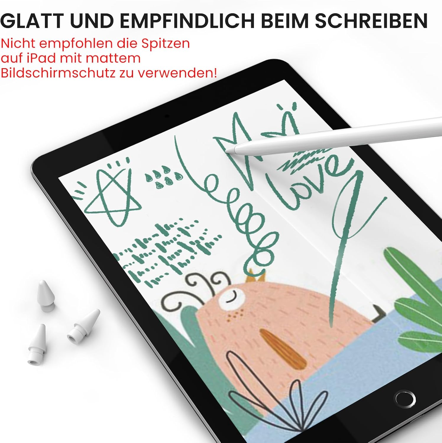 Detalle de Delidigi 4 Ersatzspitzen für Apple Pencil Pro, Apple Pencil 2. Generation und Apple Pencil USB-C – inklusive Aufbewahrung