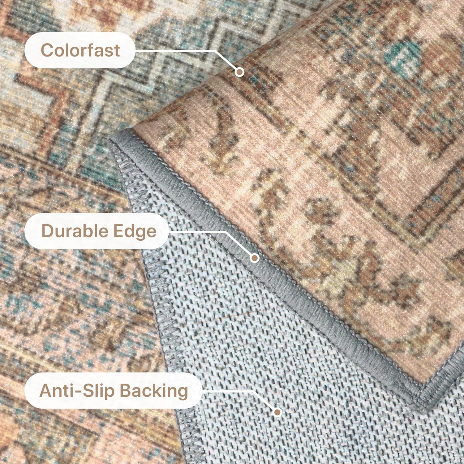 Thumbnail 1 de BEIMO Tapis de salon vintage lavable en machine antidérapant TPE 160x230 cm – Brique