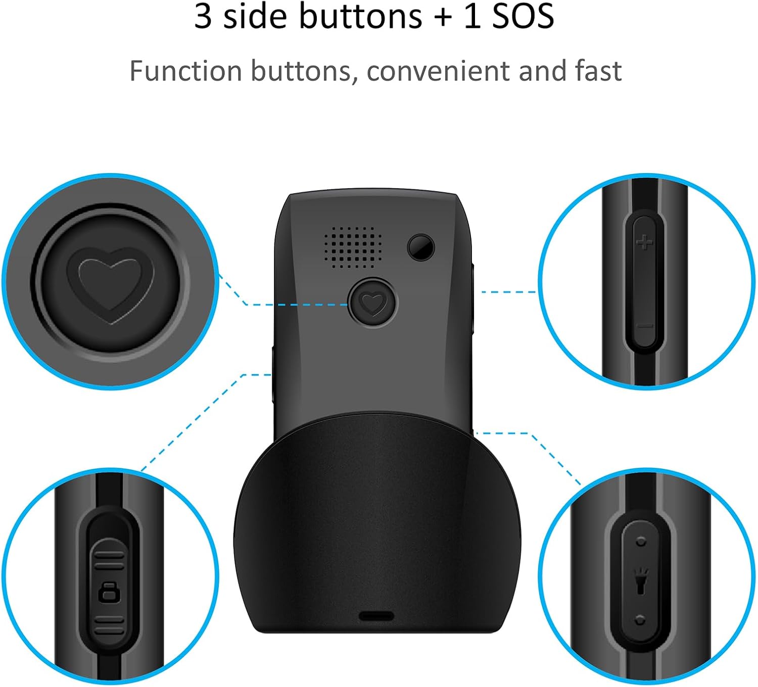 Detalle de artfone Seniorenhandy ohne Vertrag mit Ladestation – 4G Handy für Senioren mit Großtasten, 1,77" Farbdisplay und SOS-Taste