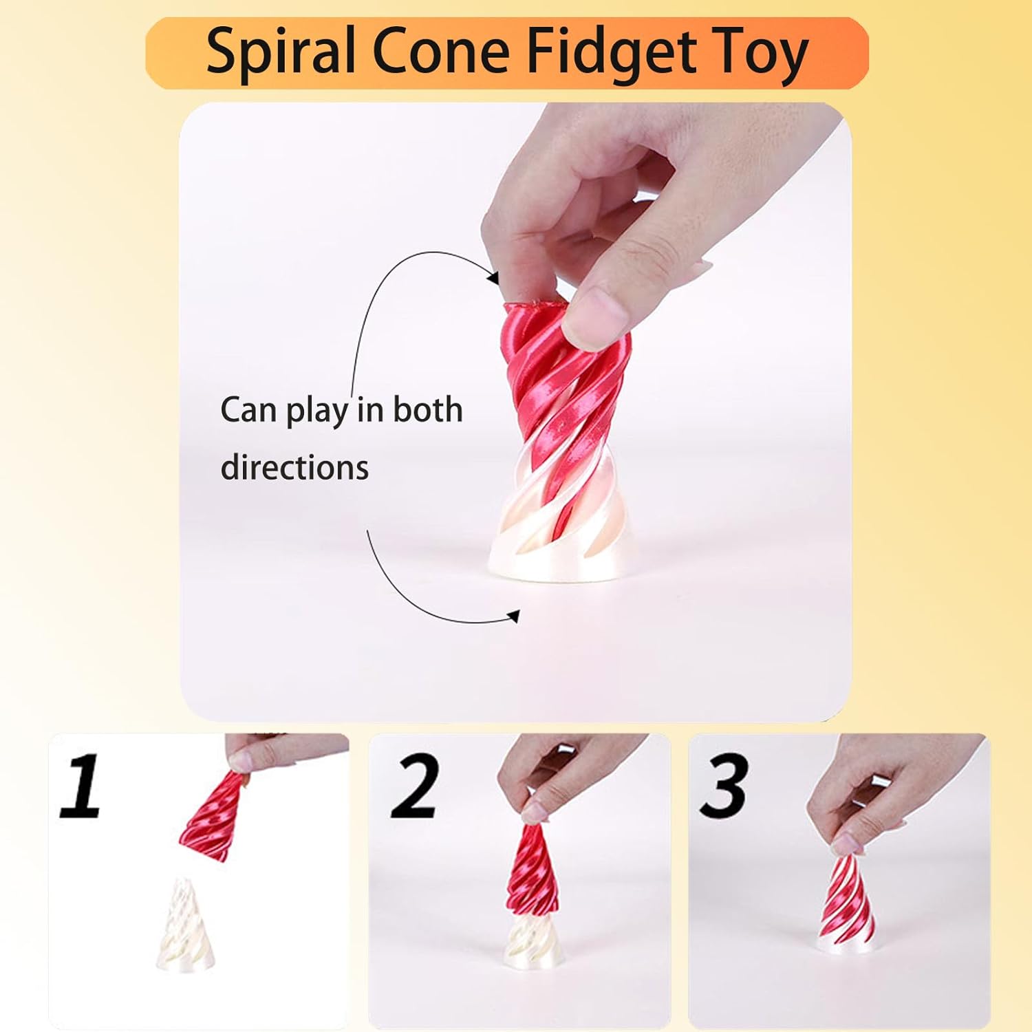 Thumbnail 3 de 3 Packs Impossible Cone: Spiral Cone Fidget Toy • 3D Printed, Stress Relief & Desk Décor
