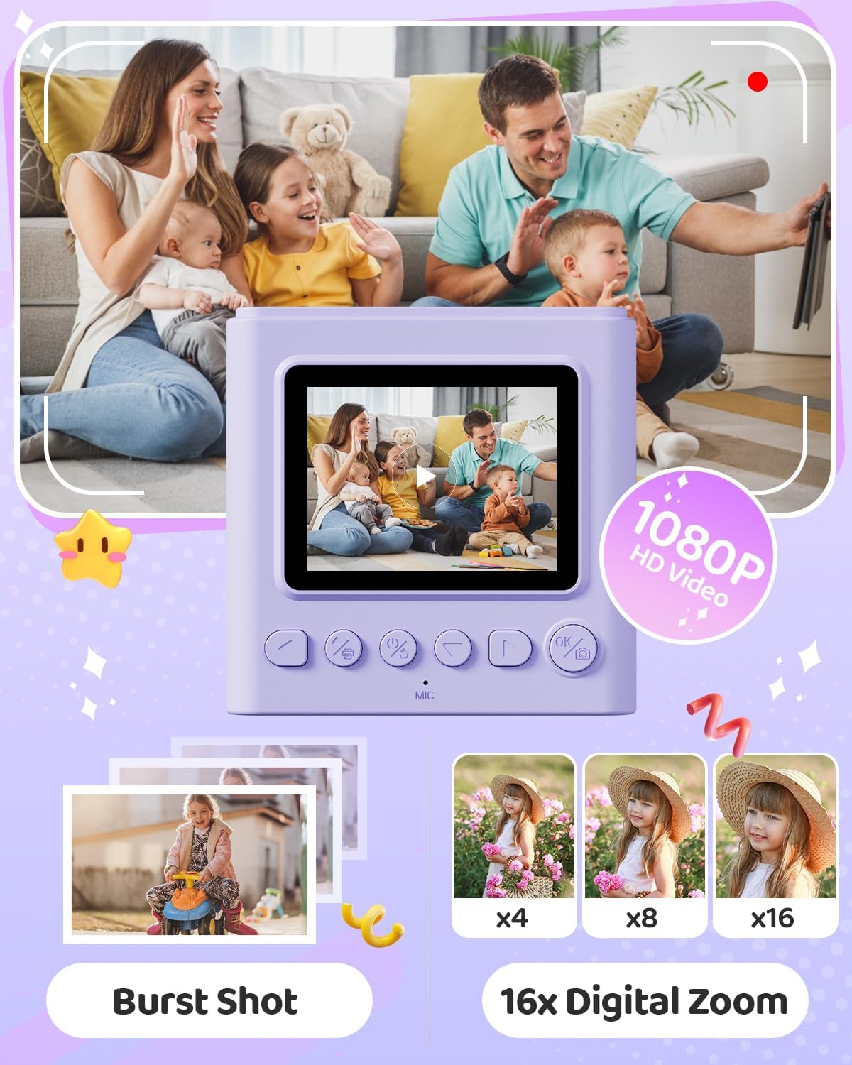 Thumbnail 3 de TIATUA Kinderkamera 2,4 Zoll Sofortbildkamera 32GB Karte